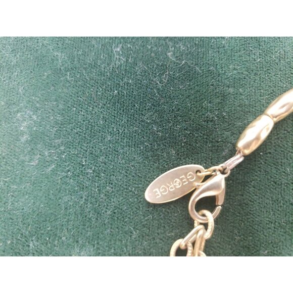 Vtg Signed George Necklace & Earrings Jewelry Set Gold Tone Nuggets & Medallions - Picture 4 of 5